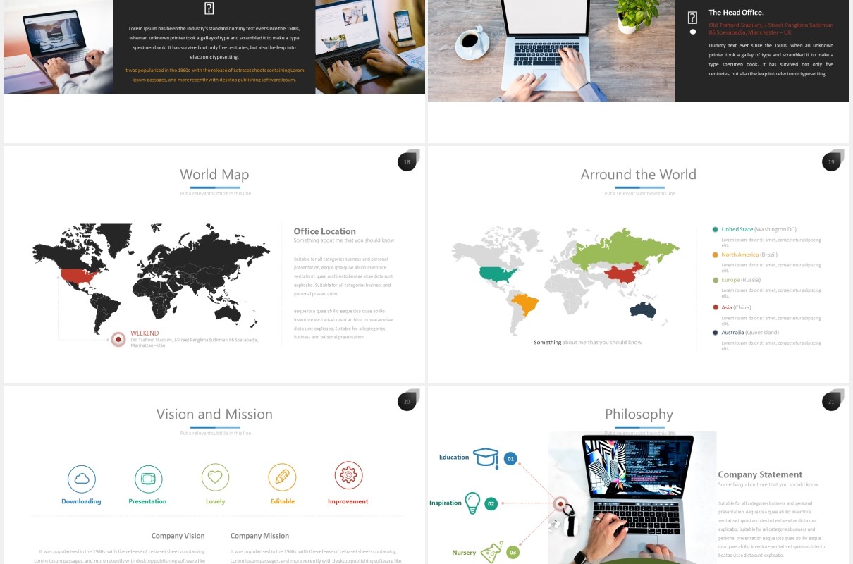 商务公司组织架构流程图PPT素材模板twenty 3 powerpoint template