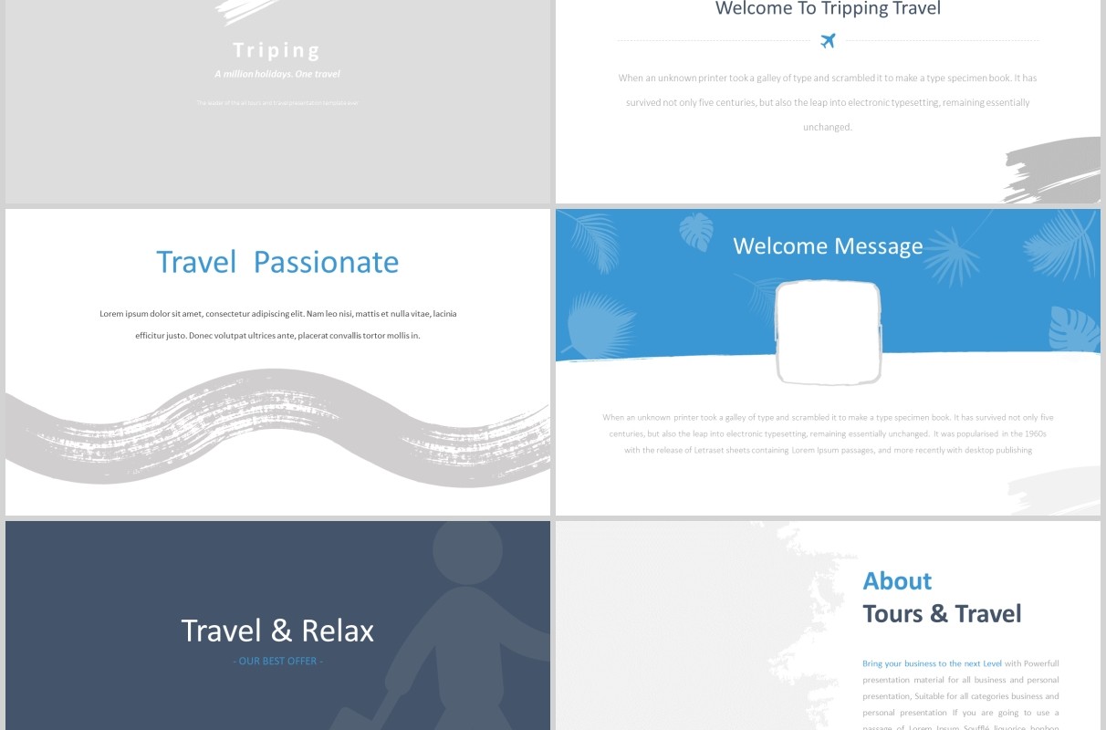 优质的旅游项目计划宣传PPT模板可视化版式设计Triping Travel Powerpoint Template
