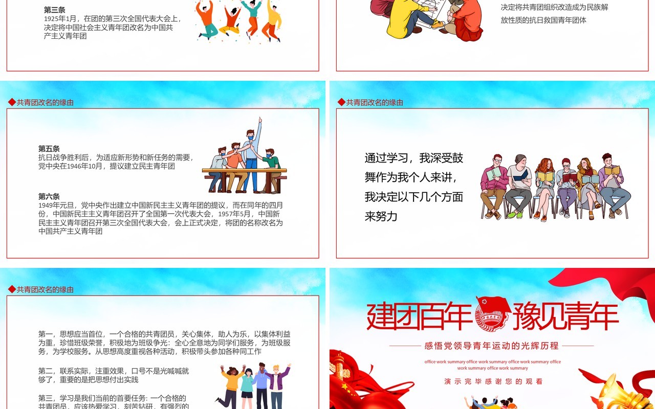 建团百年豫见青年感悟党领导青年运动的光辉历程动态PPT模板