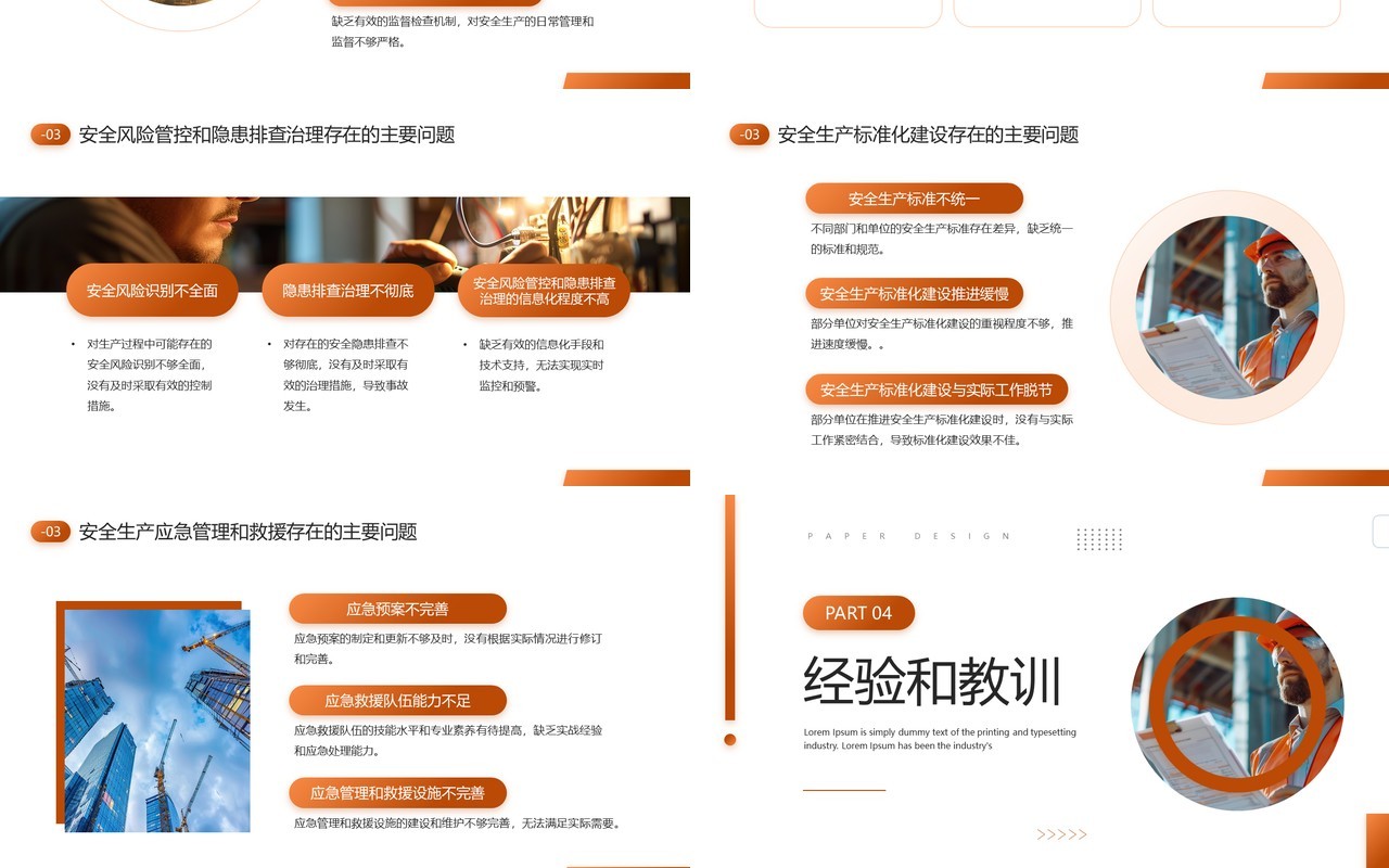 橙色简约风安全生产月工作报告PPT模板