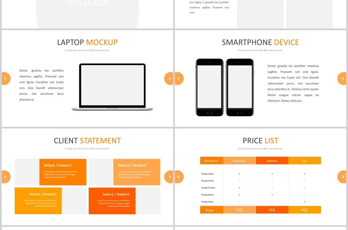 橙色简约教育培训宣传PPT图片排版模板Colleague - Powerpoint Template