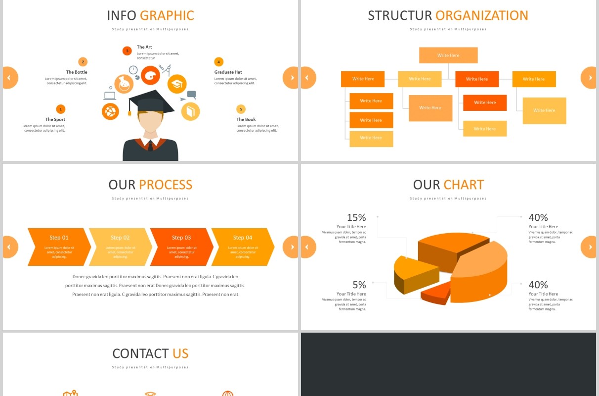 橙色简约教育培训宣传PPT图片排版模板Colleague - Powerpoint Template