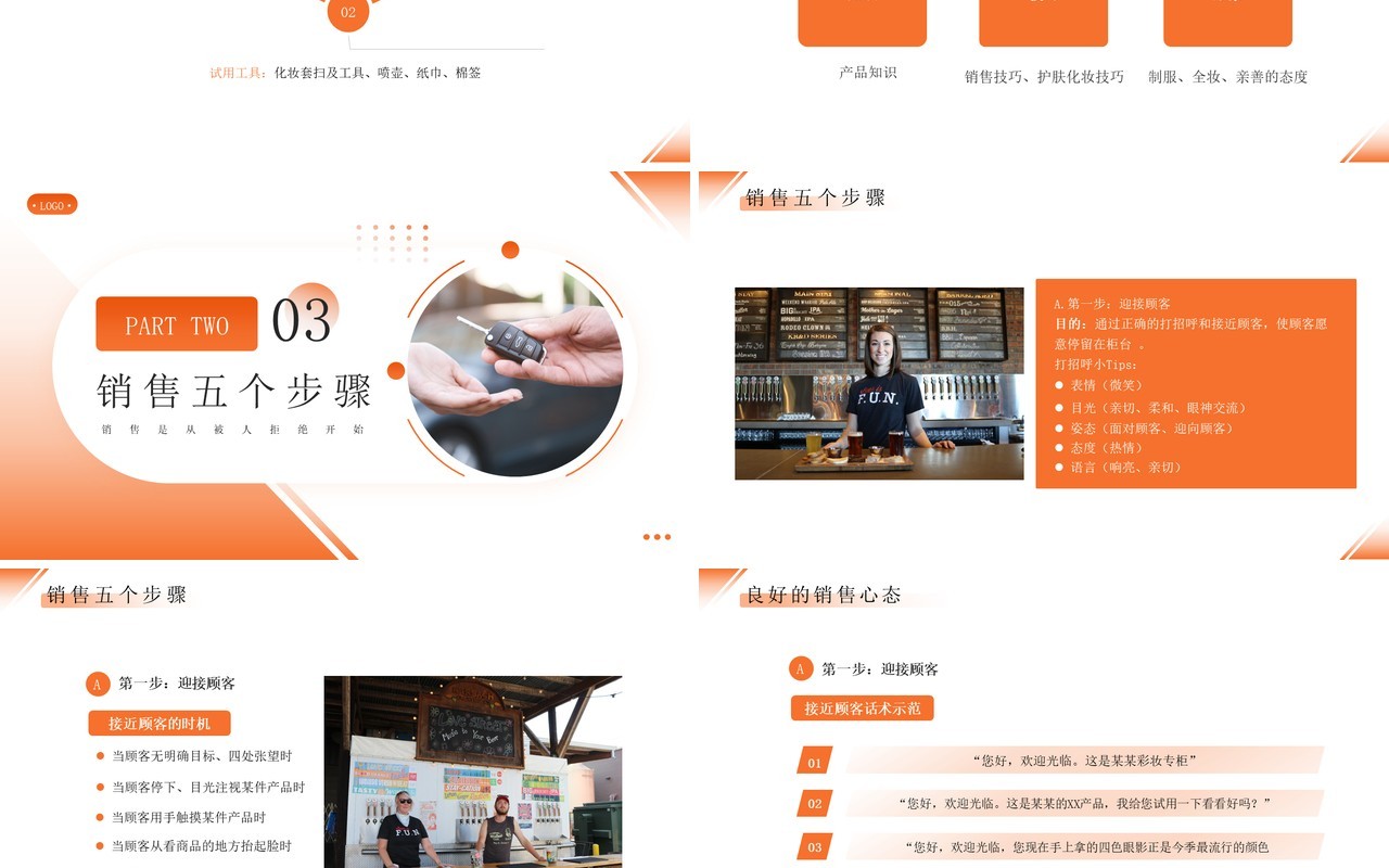 橙色商务风销售技巧培训PPT模板