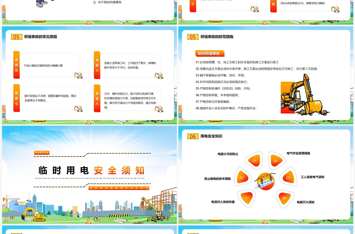 绿色卡通风建筑工地安全培训PPT模板