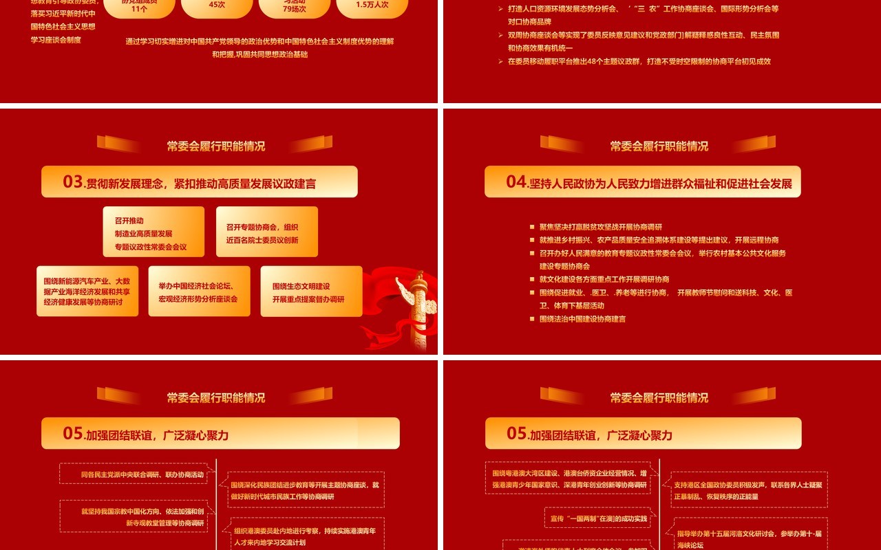 红色聚焦全国两会政府工作报告专题讲稿党建PPT模板