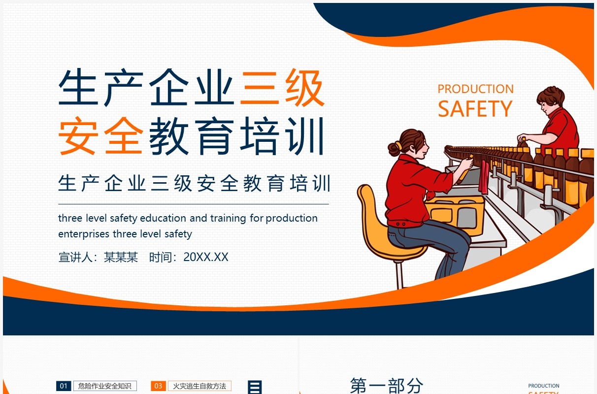 生产企业三级安全教育培训动态PPT模板