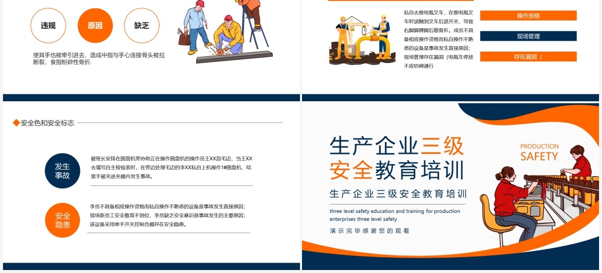 生产企业三级安全教育培训动态PPT模板