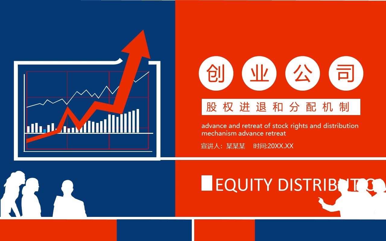 红蓝色企业管理创业公司股权进退和分配机制动态PPT模板