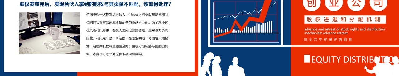 红蓝色企业管理创业公司股权进退和分配机制动态PPT模板