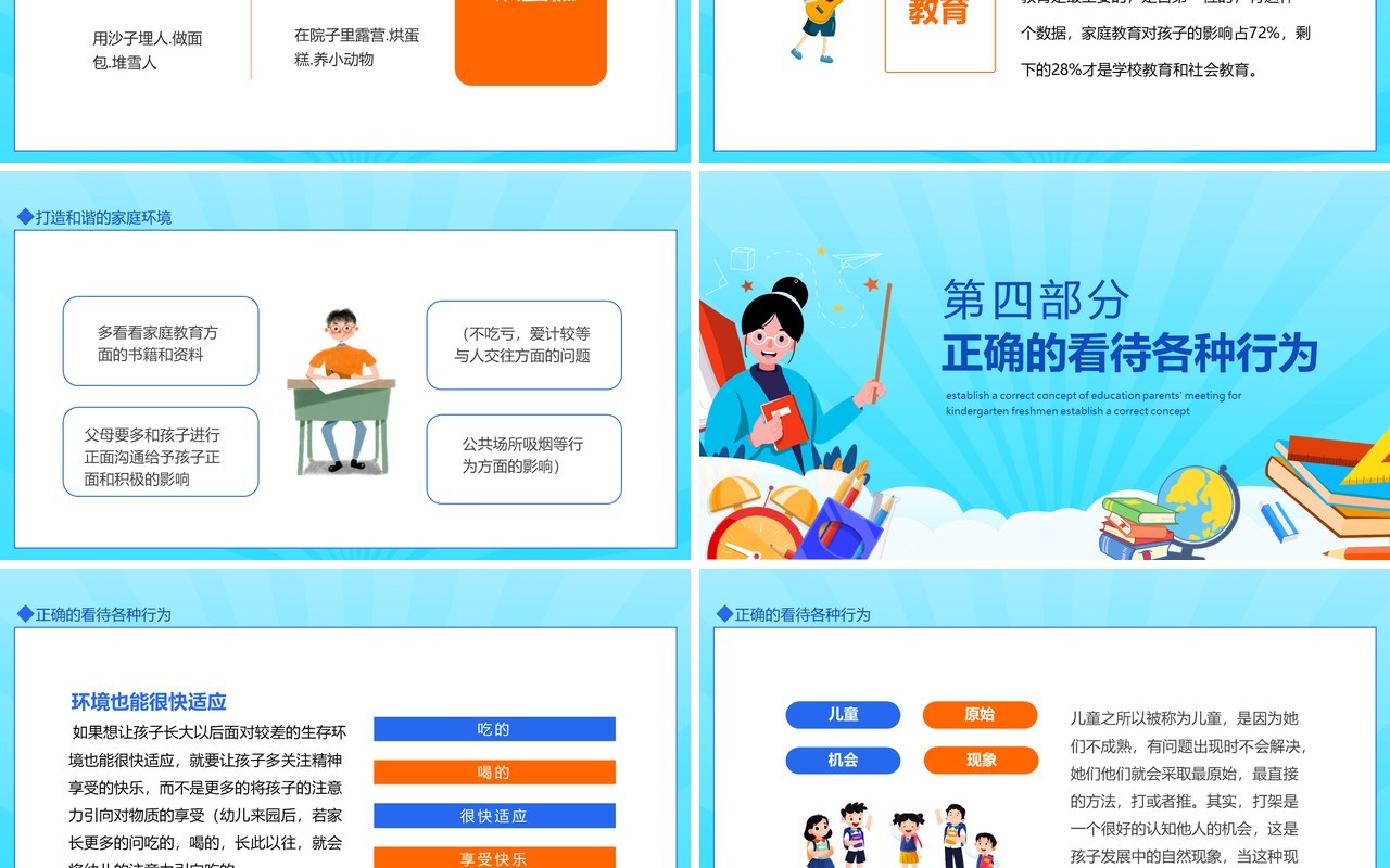 树立正确的教育观念幼儿园新生家长会动态PPT模板