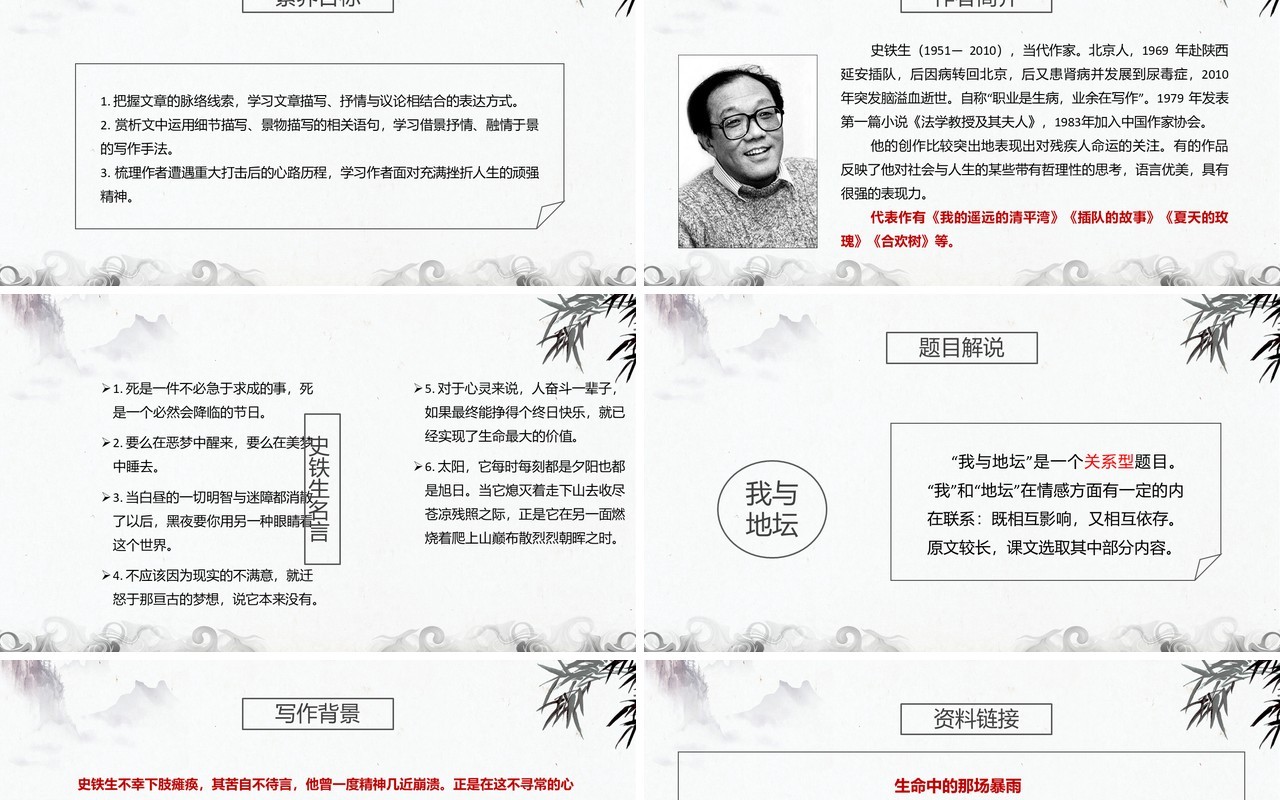 部编版高中语文必修一我与地坛课件PPT模板