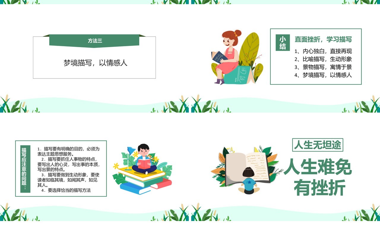 部编版高中语文必修二直面挫折学习描写课件PPT模板