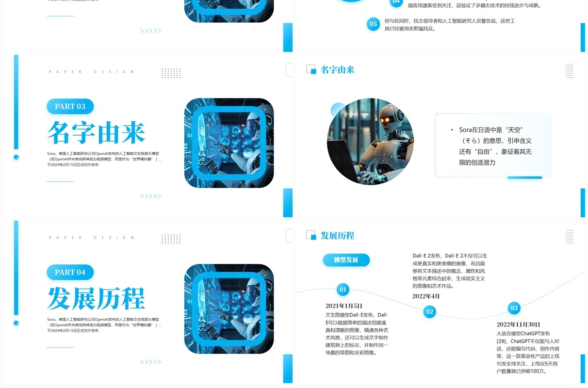 蓝色商务风SORA人工智能PPT模板