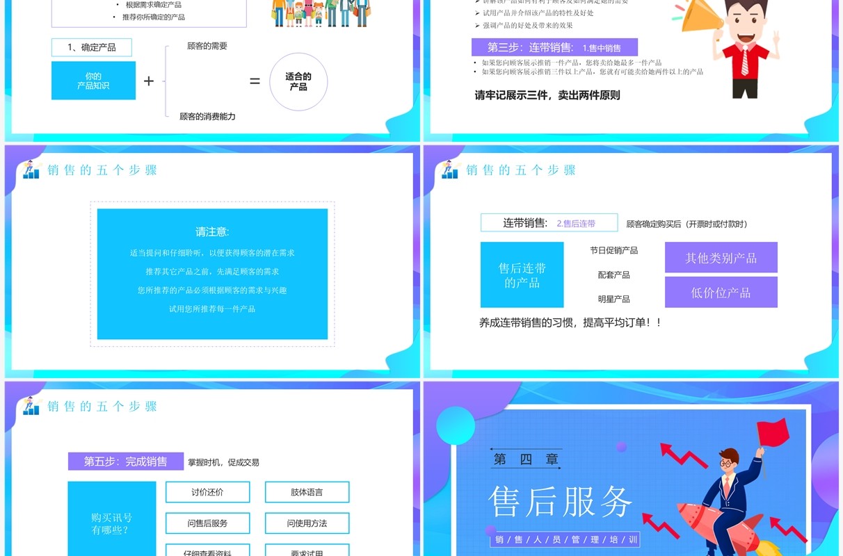 蓝紫色扁平化销售技巧培训PPT模板
