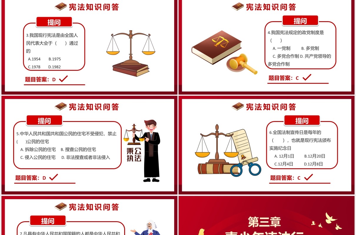 红色国家宪法日主题教育班会教育培训通用PPT模板