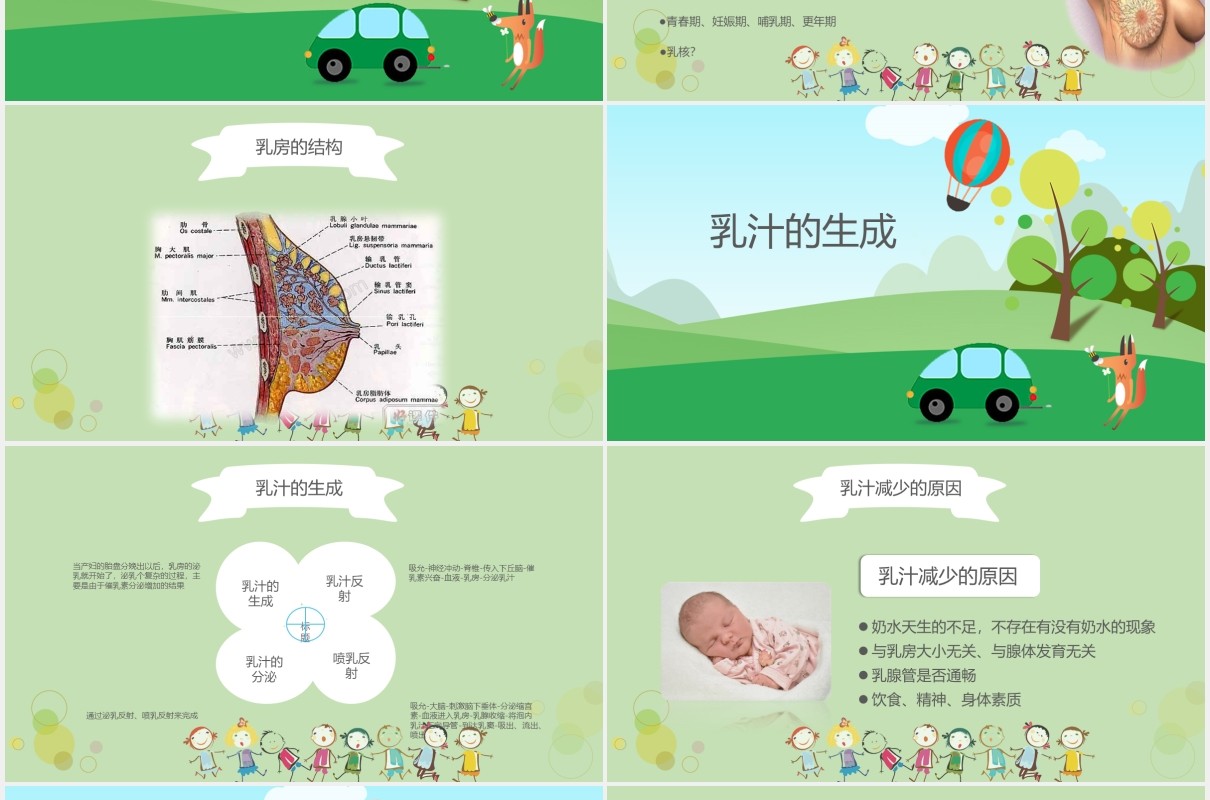 绿色高级催乳师培训课程母婴护理PPT模板