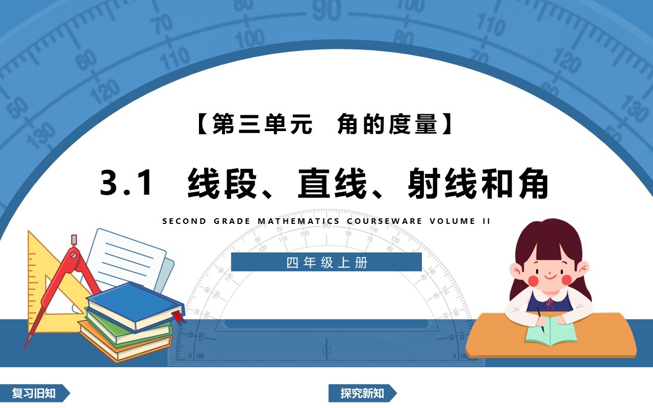 部编版四年级数学上册线段直线射线和角课件PPT模板