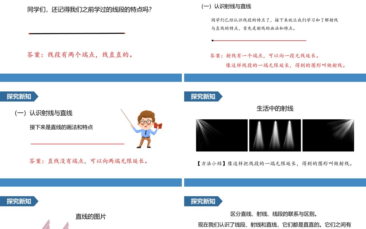 部编版四年级数学上册线段直线射线和角课件PPT模板