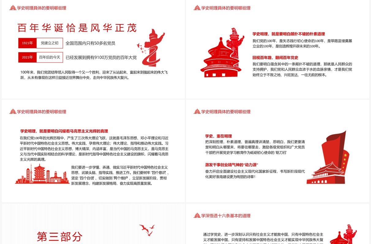 党政党建学史明理专题学习领会党史学习教育动员大会上重要讲话精神PPT模板
