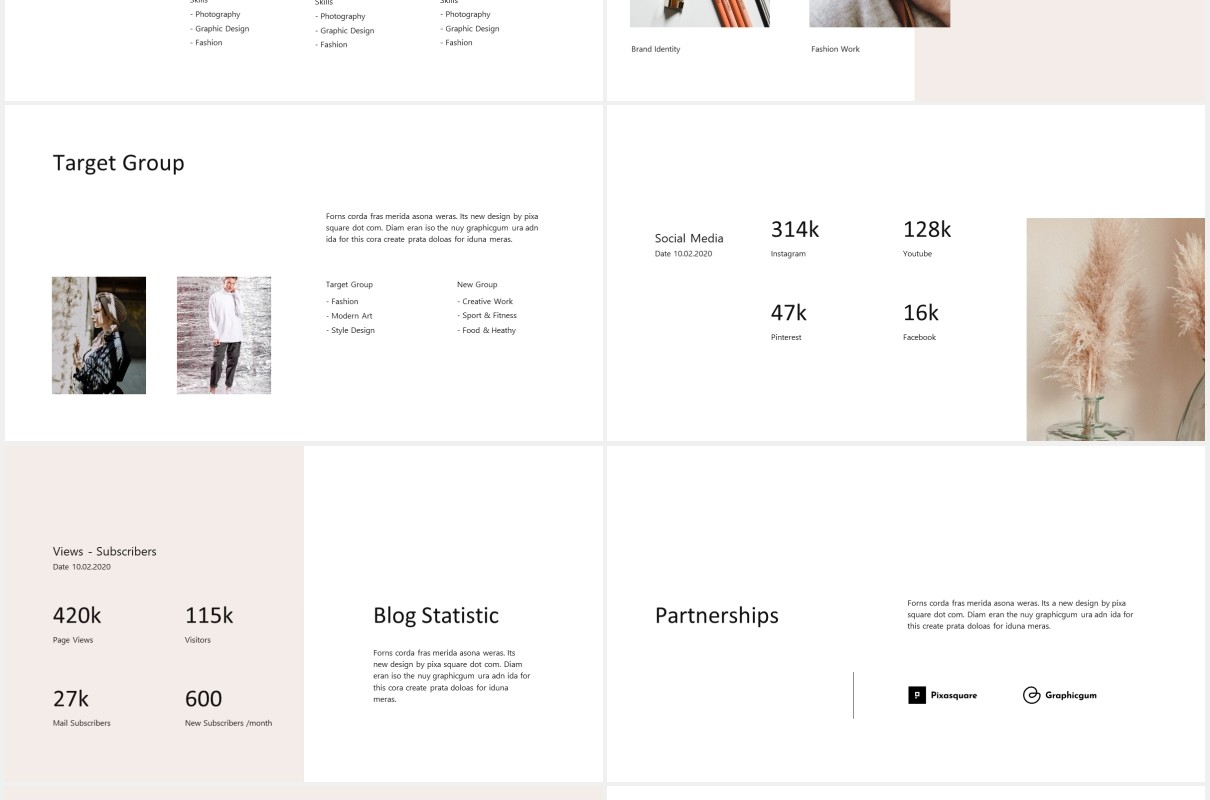 简约图文展示个人报告PPT模板MONA - Media Press Kit Powerpoint Template
