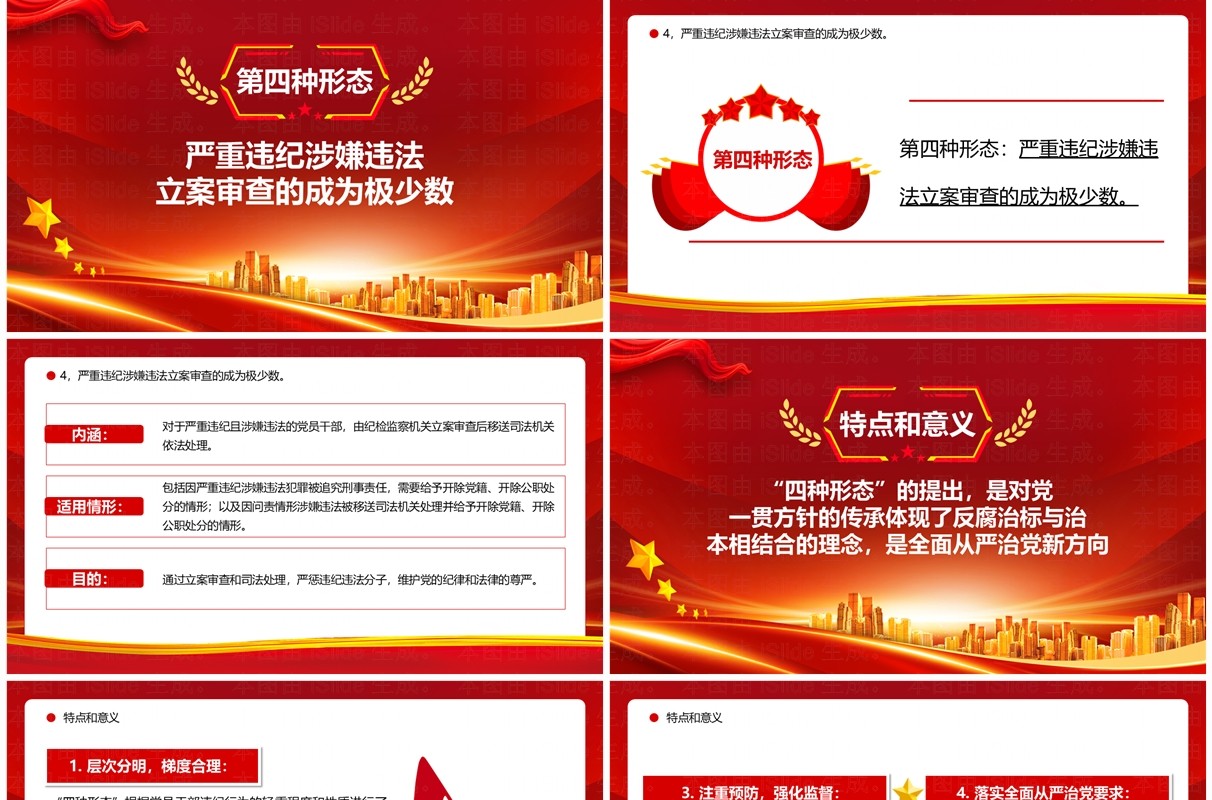 红色党政风党内监督党纪学习教育中的四种形态PPT模板