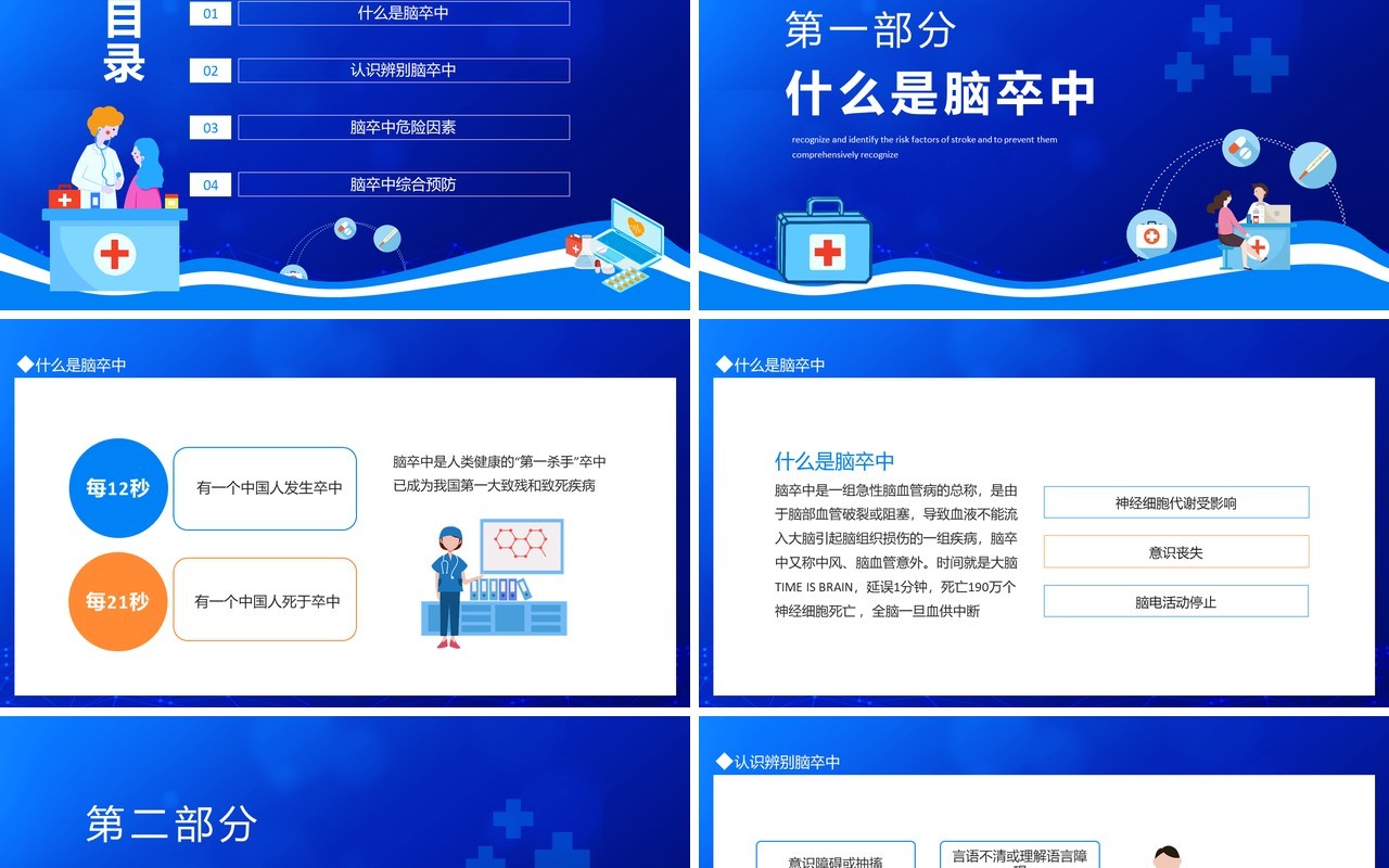 认识辨别脑卒中危险因素综合预防动态PPT模板