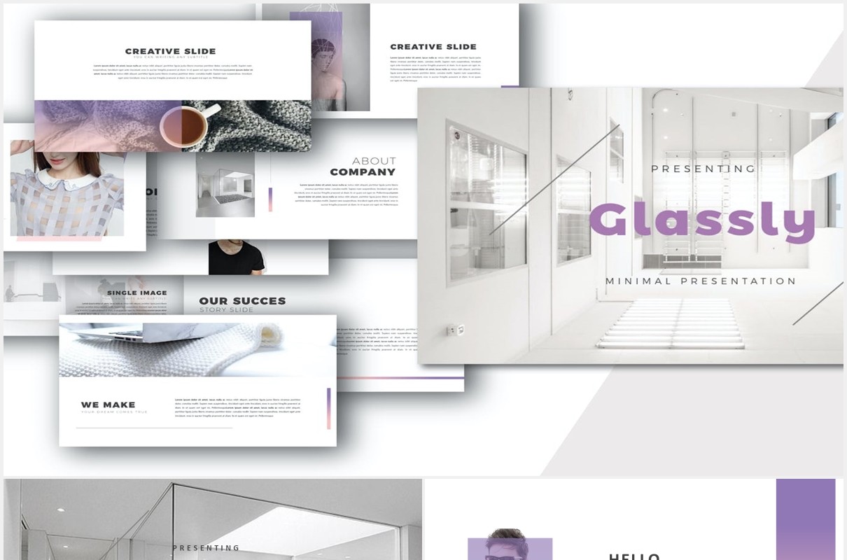 透明简约作品展示PPT模板Glassy Powerpoint Template