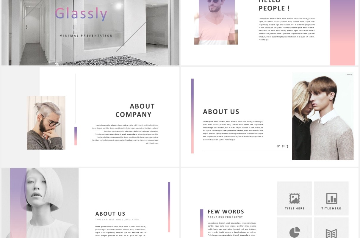 透明简约作品展示PPT模板Glassy Powerpoint Template