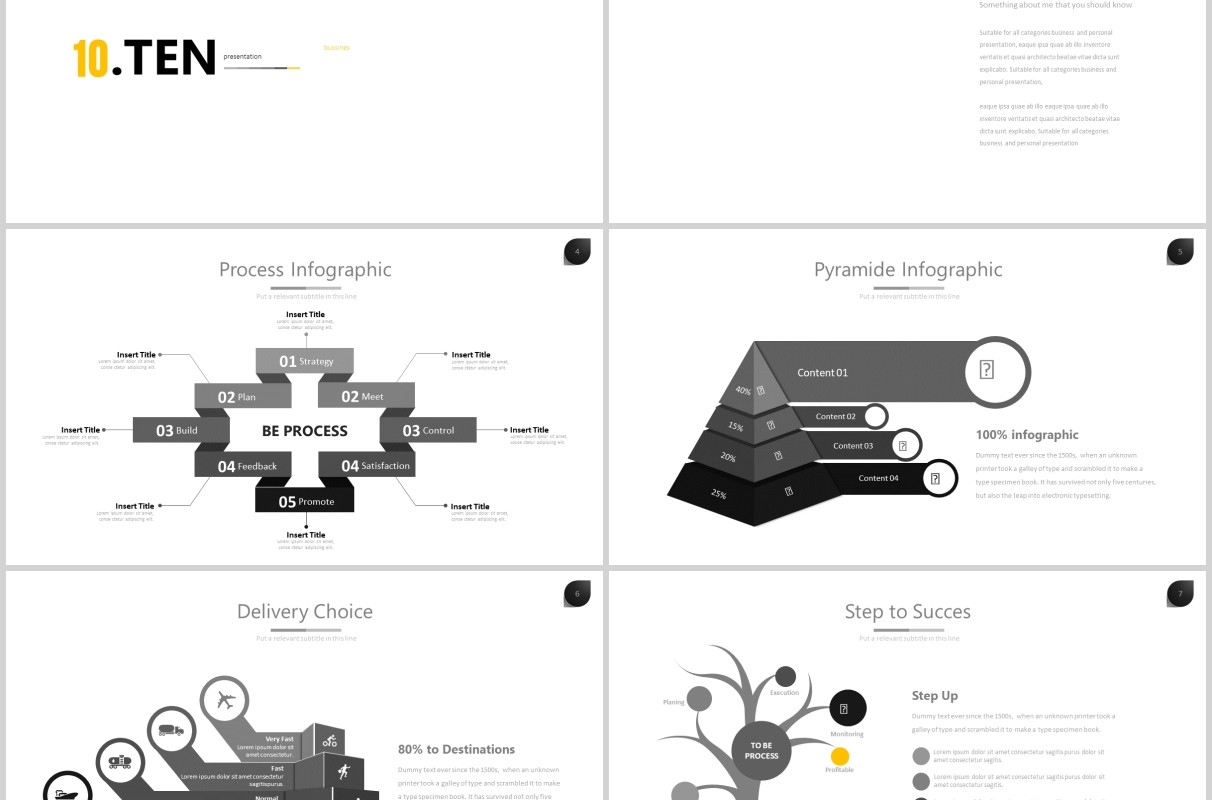 商务信息图表可视化PPT可插图排版设计模板Ten - Powerpoint Template