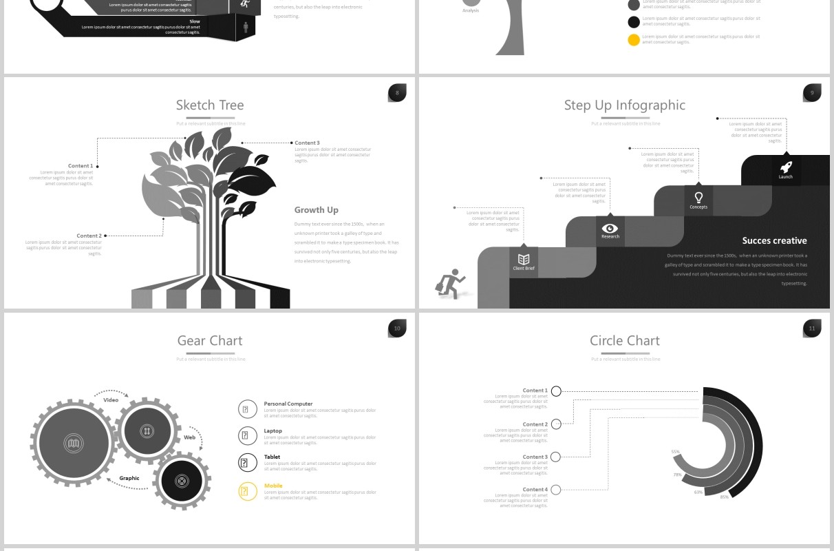 商务信息图表可视化PPT可插图排版设计模板Ten - Powerpoint Template
