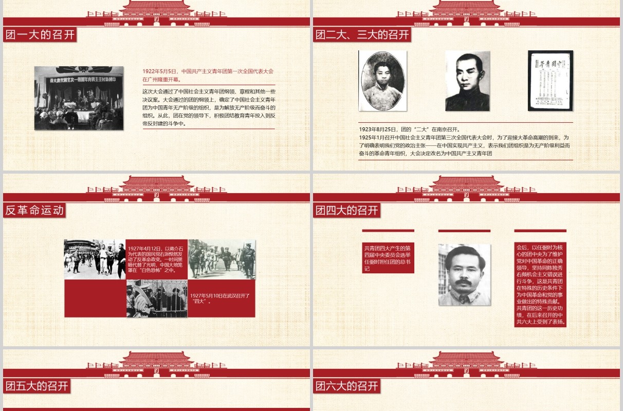 五四青年节共青团光辉历史团史共青团PPT模板