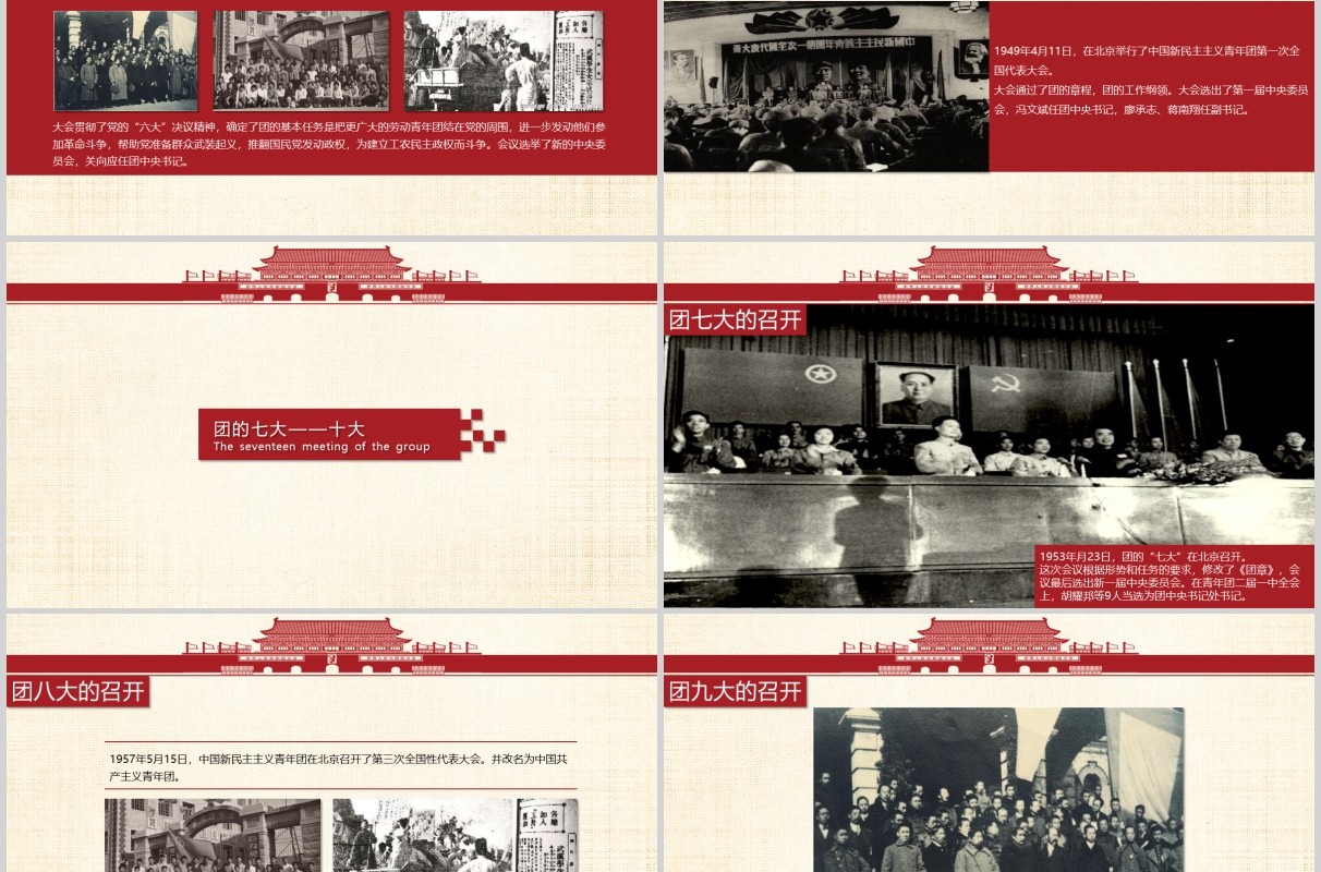 五四青年节共青团光辉历史团史共青团PPT模板