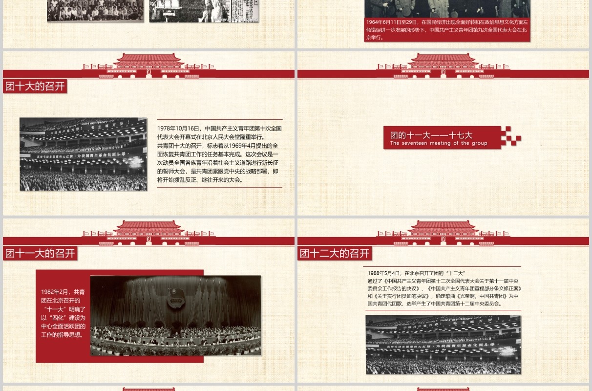 五四青年节共青团光辉历史团史共青团PPT模板