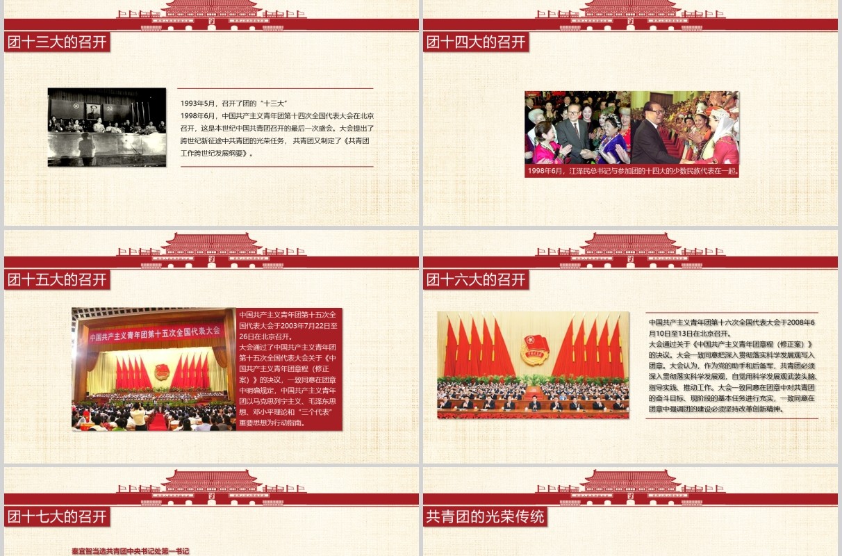 五四青年节共青团光辉历史团史共青团PPT模板