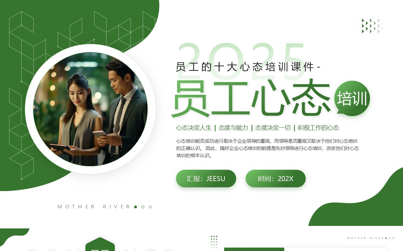 绿色商务风员工十大心态培训PPT模板