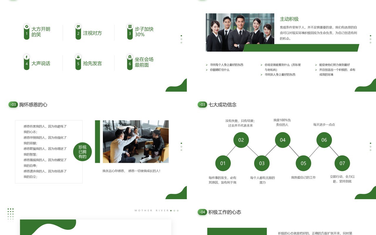 绿色商务风员工十大心态培训PPT模板