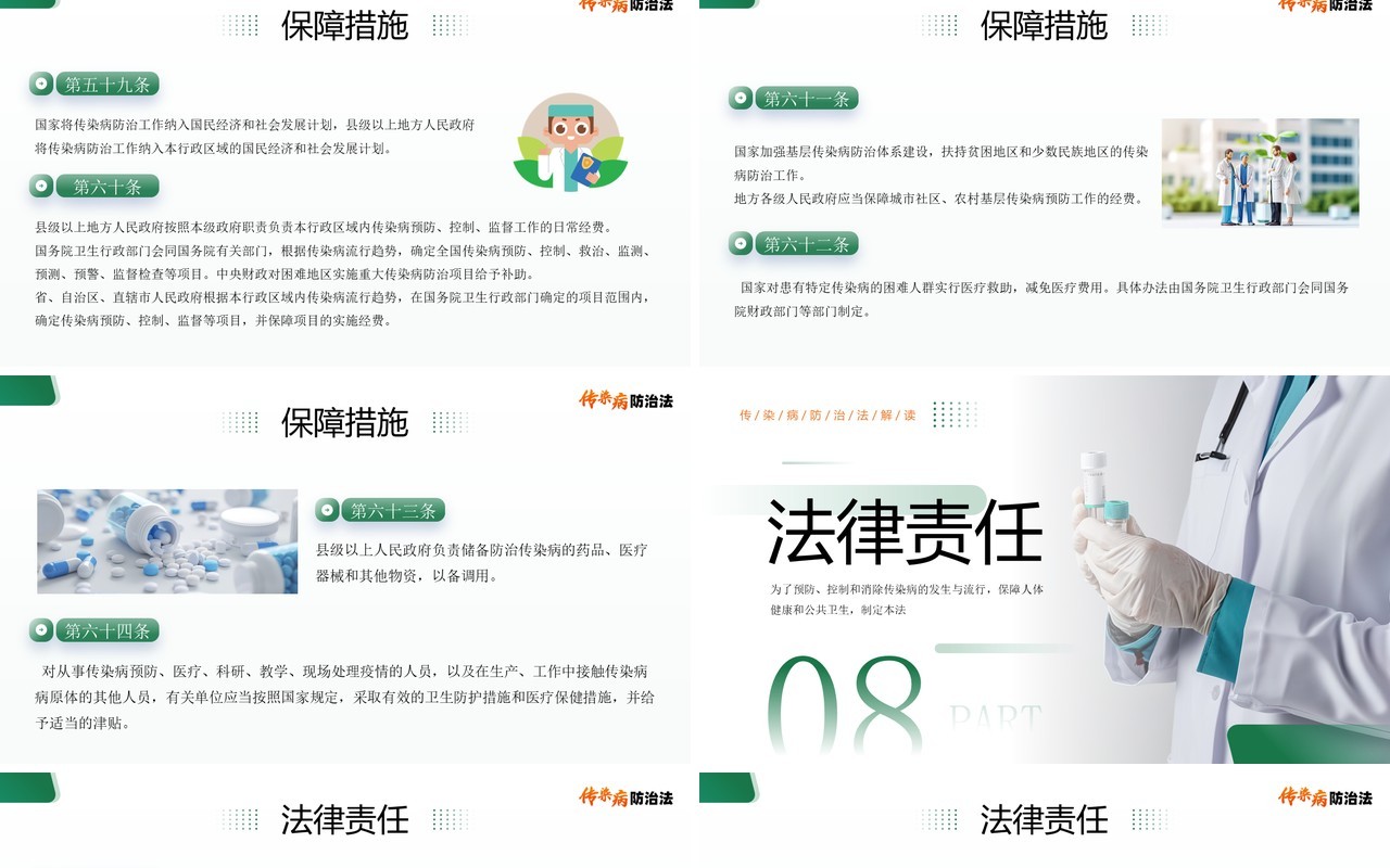 绿色简约风传染病防治法宣传介绍PPT模板