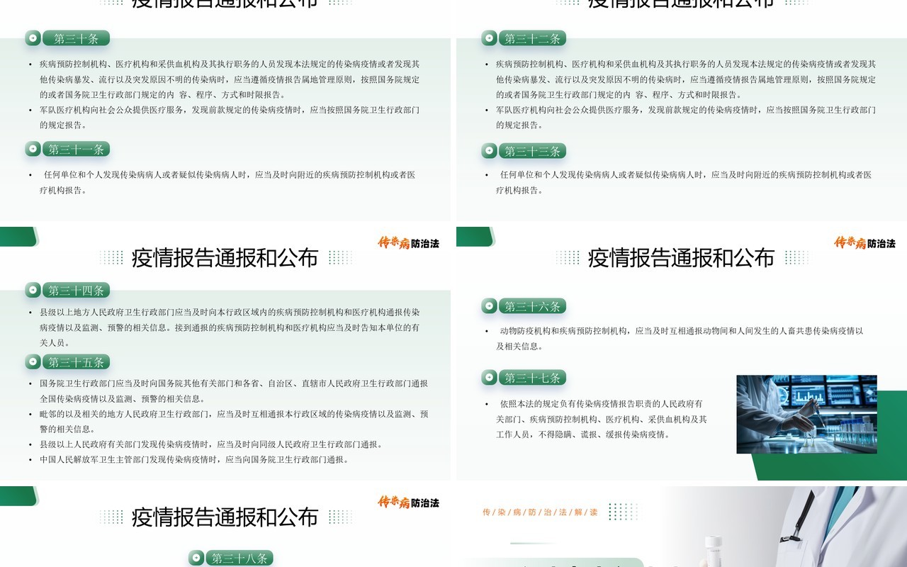 绿色简约风传染病防治法宣传介绍PPT模板