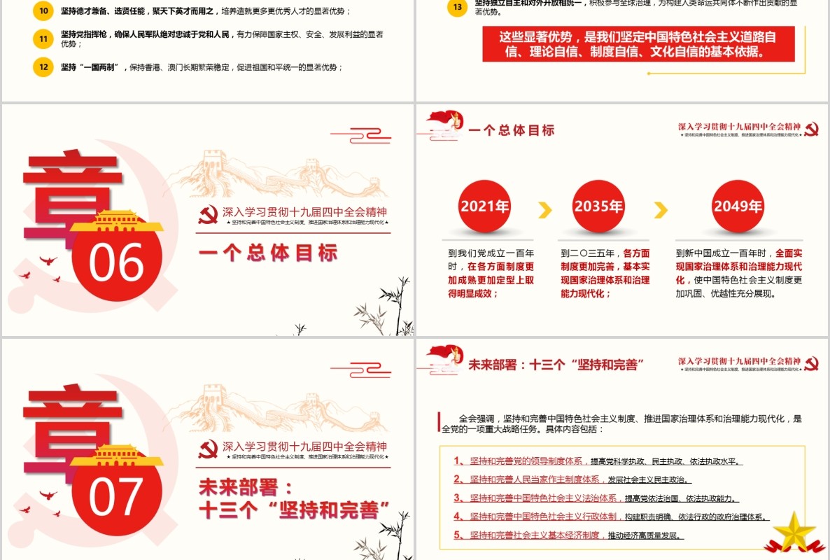 深入学习贯彻十九届四中全会精神党课PPT模板含word讲稿