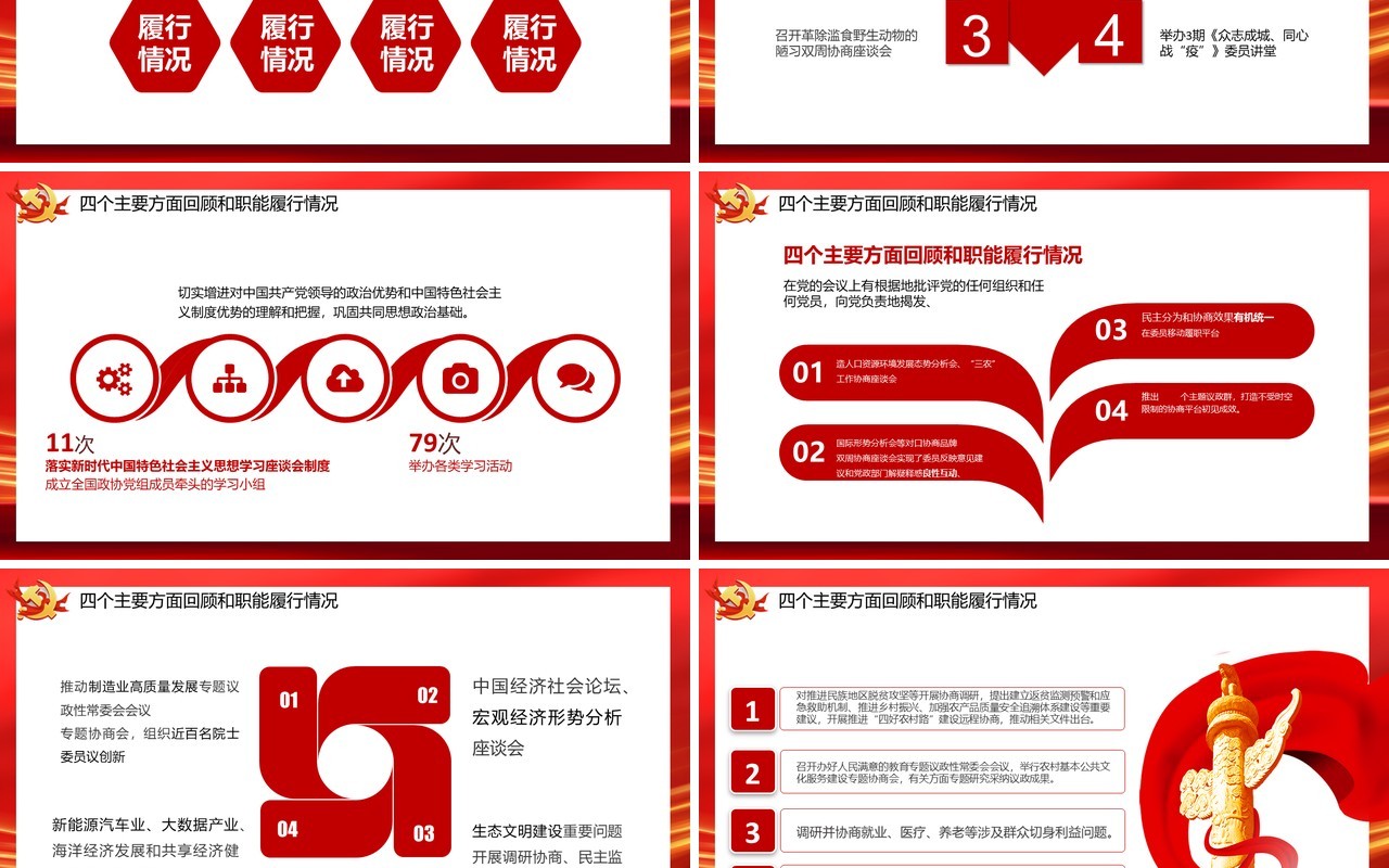 红色2020学习解读政协两会政府工作报告党建PPT模板