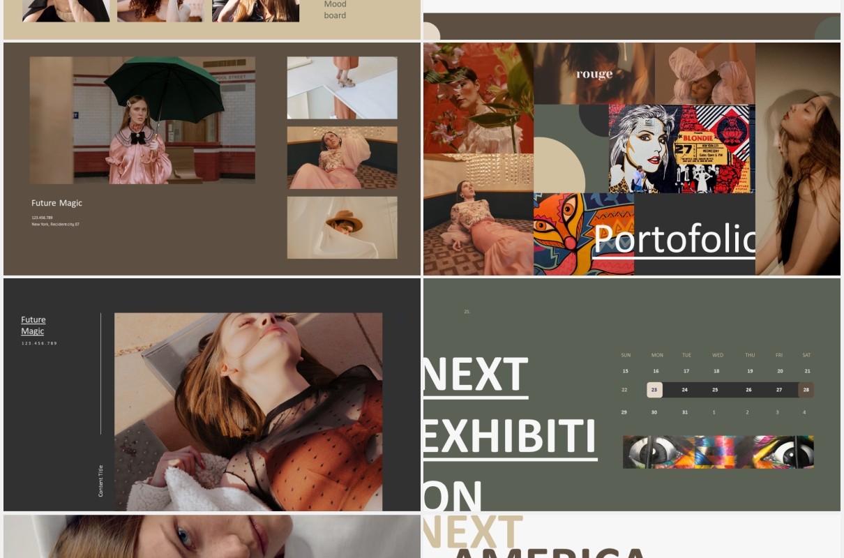 创意时尚电子画册宣传展示PPT图片排版模板portfolio creative lookbook fashion