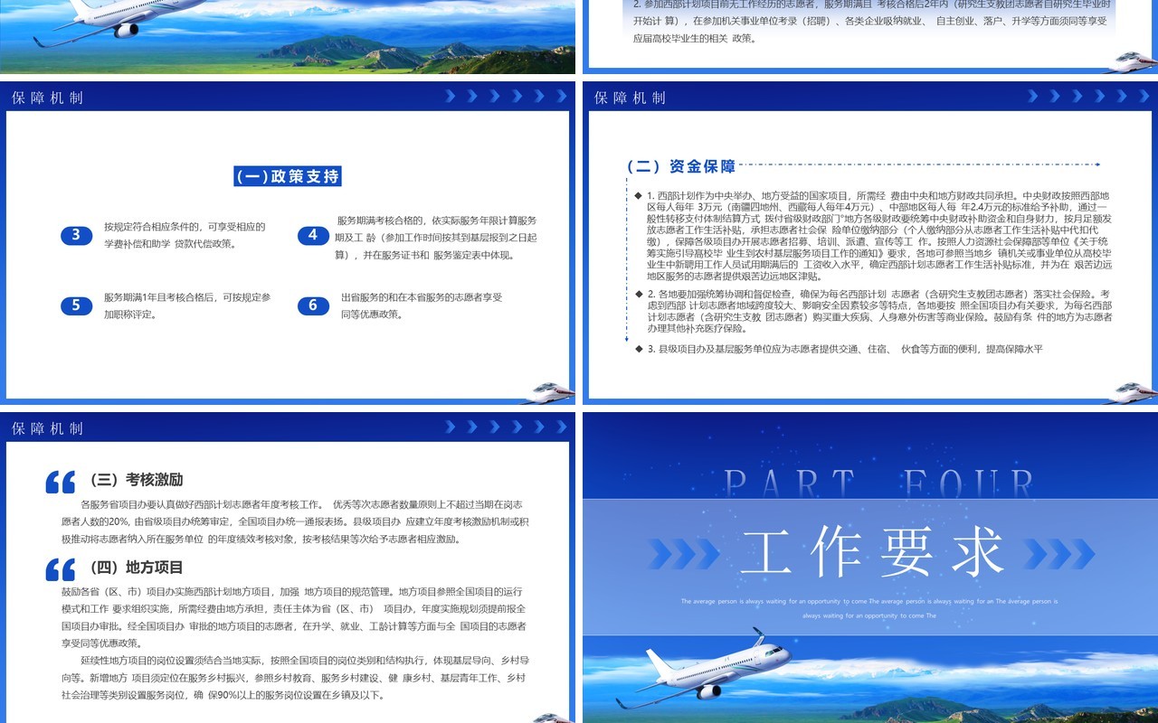 蓝色简约风到西部去到基层去PPT模板
