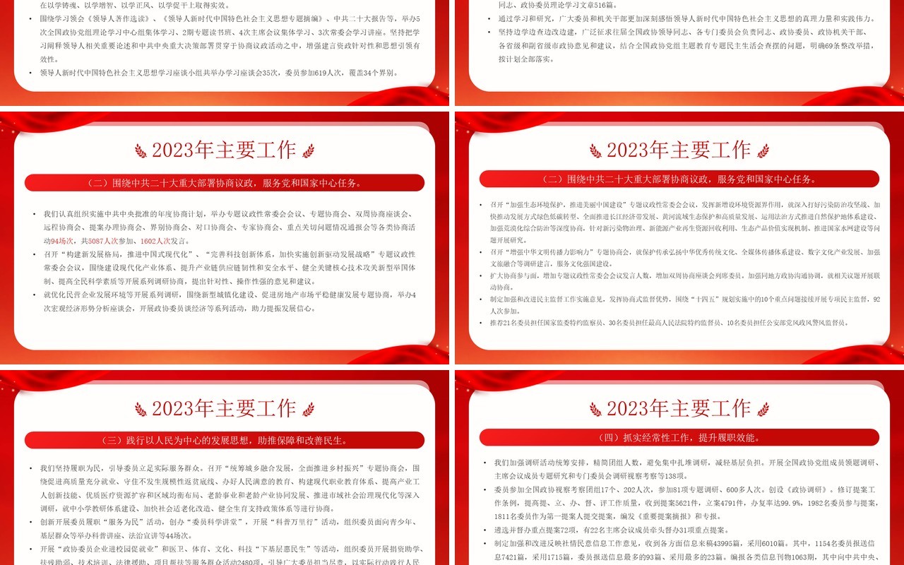 红色简约风全国政协两会工作报告全文PPT模板