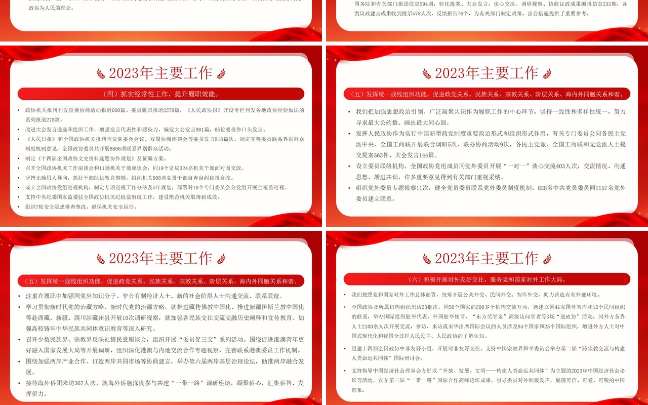 红色简约风全国政协两会工作报告全文PPT模板