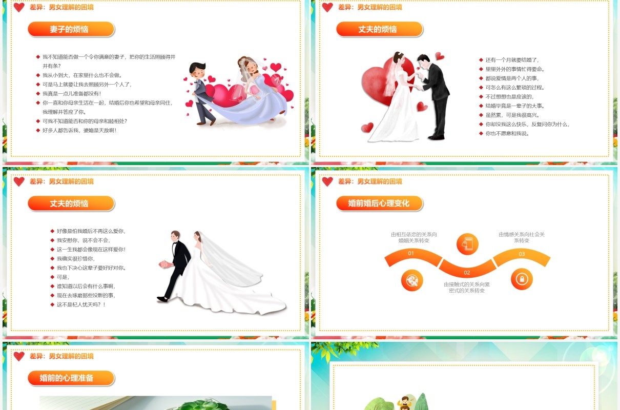 暖色风大学课件婚姻心理学动态PPT模板说课