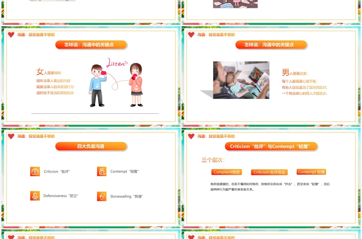 暖色风大学课件婚姻心理学动态PPT模板说课