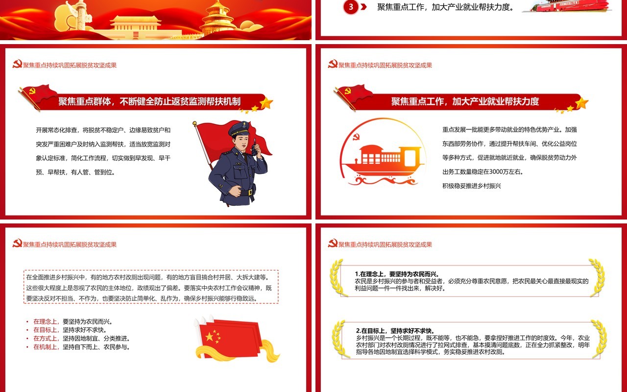 红色简约学习中央农村工作会议精神PPT模板