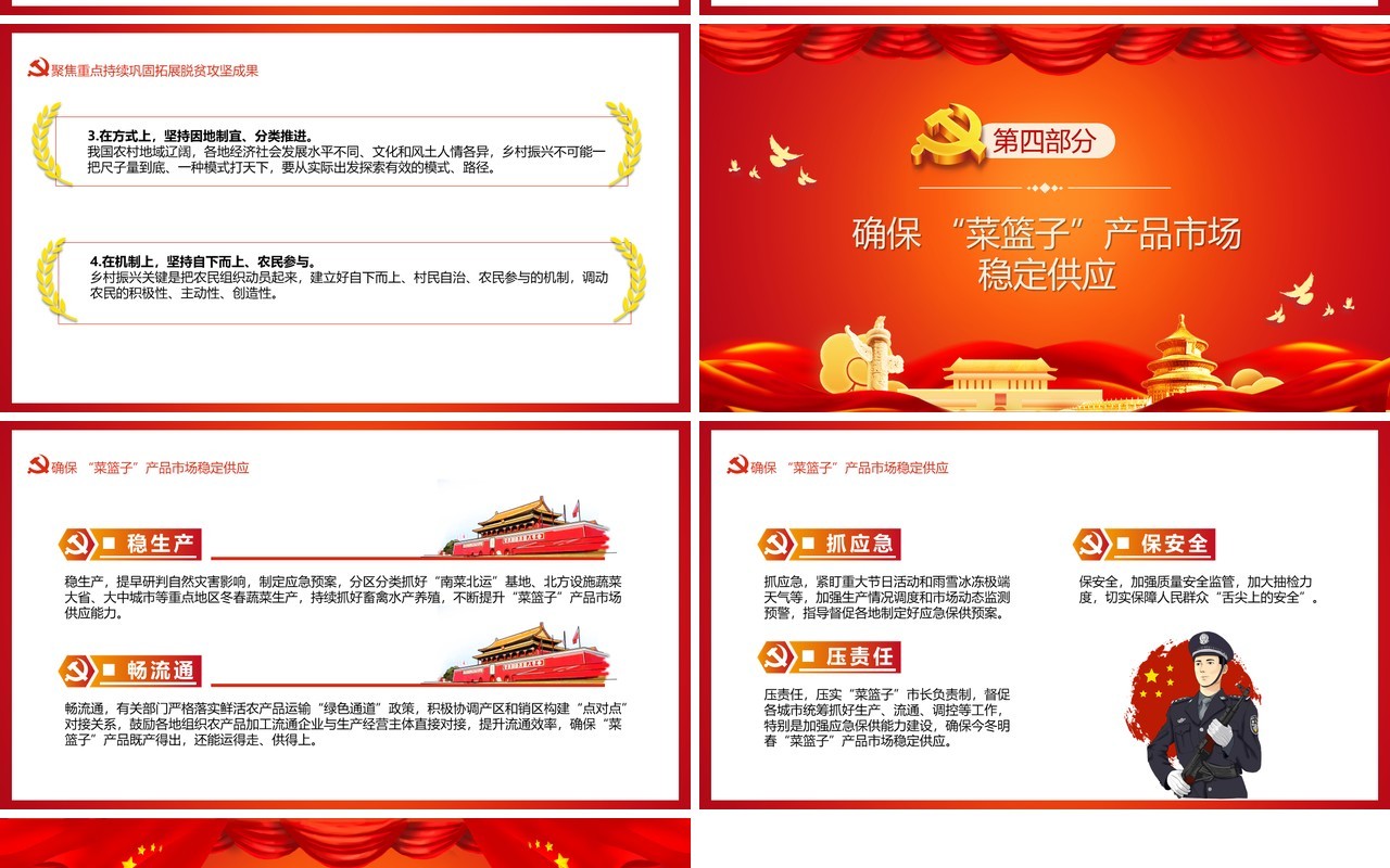 红色简约学习中央农村工作会议精神PPT模板