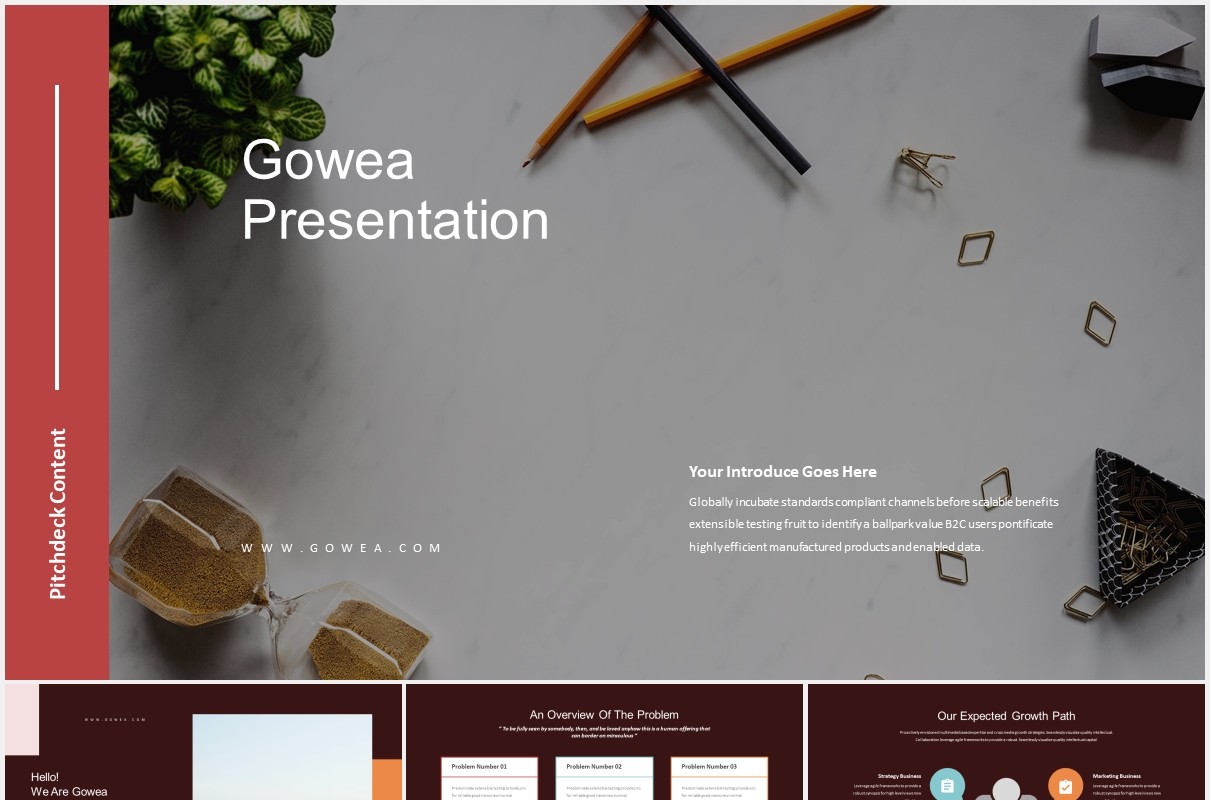 深色投资者推荐宣传PPT模板Gowea-Investor Pitch Deck Powerpoint