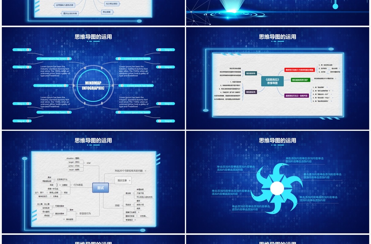 蓝色科技风思维导图培训课件PPT模板